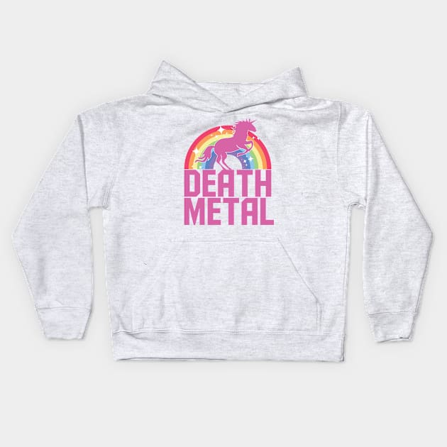 Death Metal Unicorn (Pink) Kids Hoodie by treszure_chest